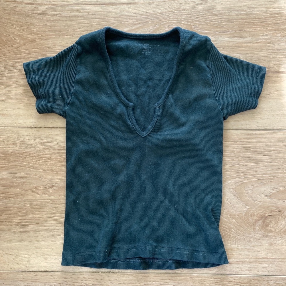 Brandy Melville Ribbed Green Crop Top